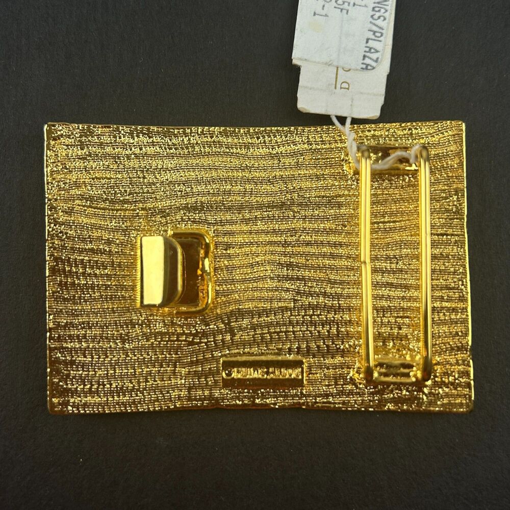 Vintage Dotty Smith Goldtone American Flag Enameled Belt Buckle 2.5" x  1.75" - Picture 5 of 13